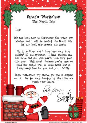 Christmas Rooftop Santaa4 Child's Letter from Santa