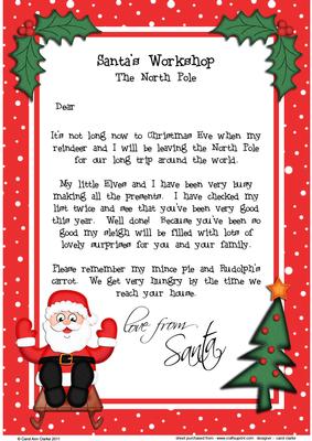 Christmas Sledging Santa A4 Child's Letter from Santa
