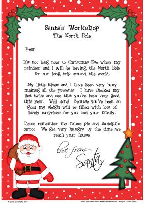 Christmas Santa's Sack A4 Child's Letter from Santa