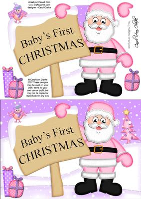 Santa Baby's First Christmas A5 Quick Card 3D Decoupage