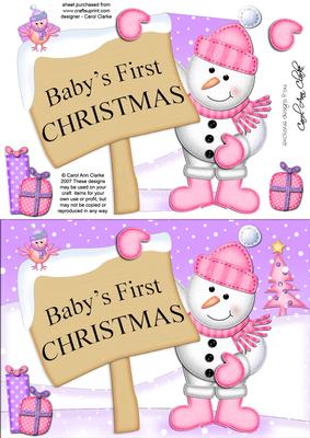 Snowman Baby's First Christmas A5 Quick Card 3D Decoupage