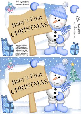 Snowman Baby's First Christmas A5 Quick Card 3D Decoupage