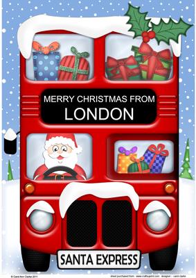 A4 Xmas Santa Express London Card Topper
