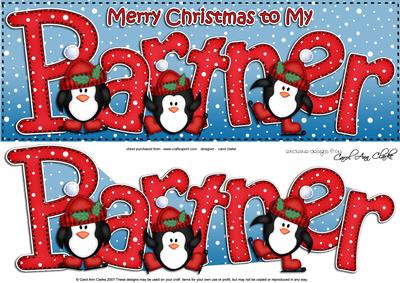 Large Dl Xmas Partner with Penguins Quick Card 3D Decoupage