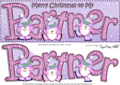 Large Dl Xmas Partner with Penguins Quick Card 3D Decoupage