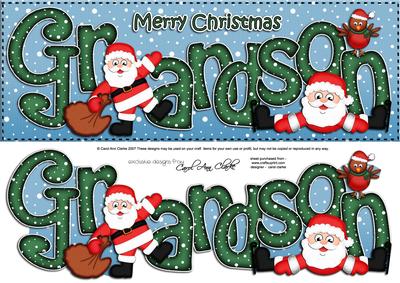 Large Dl Xmas Grandson with Santa Quick Card 3D Decoupage