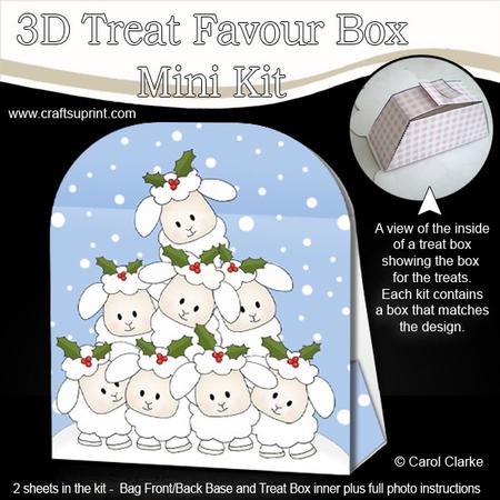 3D Xmas Little Lambs Treat or Favour Box Mini Kit