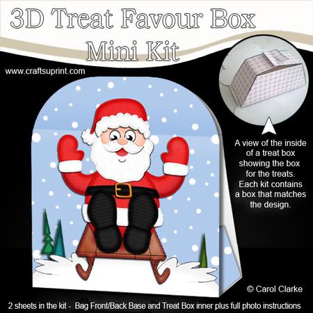 3D Xmas Sledging Santa Treat or Favour Box Mini Kit