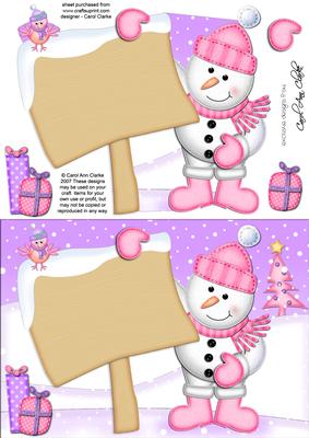 Xmas Snowman's Sign A5 Quick Card 3D Decoupage