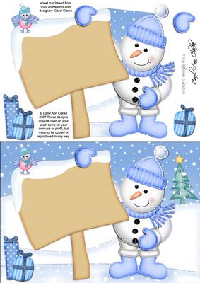 Xmas Snowman's Sign A5 Quick Card 3D Decoupage