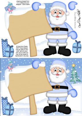 Xmas Santa's Sign A5 Quick Card 3D Decoupage