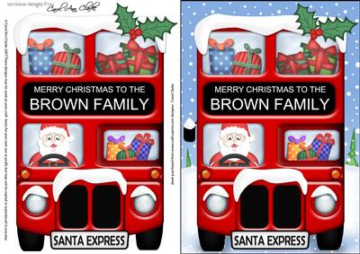 Xmas Santa Express Brown Family A5 Quick Card N 3D Decoupage