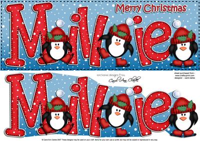 Xmas Large Dl Millie Quick Card N 3D Decoupage