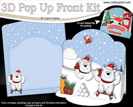 3D Pop Up Front Ben Polar Bear Xmas Card Kit