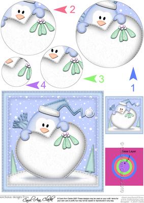 Xmas Penguin Xmas Love Circle Pyramage Topper