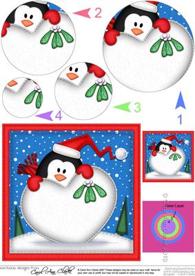 Xmas Penguin Xmas Love Circle Pyramage Topper