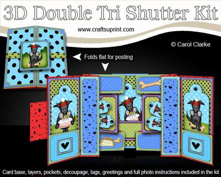 3D Hamish Scottie Dog Double Tri Shutter Card Kit