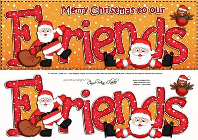 Large Dl Xmas Friends with Santa Quick Card 3D Decoupage