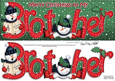 Large Dl Xmas Brother with Snowmen Quick Card 3D Decoupage