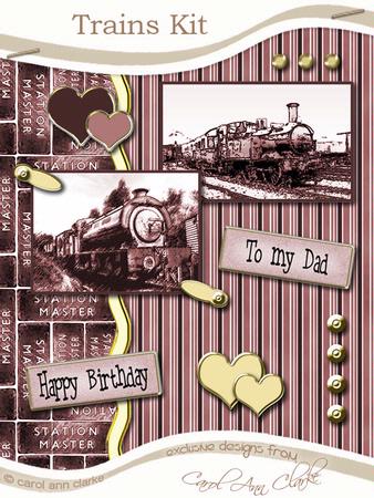 Trains Kit in Sepia with Step by Step Decoupage