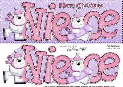 Large Dl Xmas Niece with Polar Bears 3D Decoupage