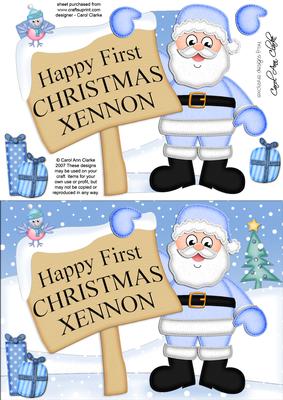 Santa Xennon's First Christmas A5 Quick Card 3D Decoupage