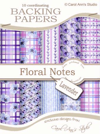 Flower Backing Papers in Floral Notes Lavender Colours