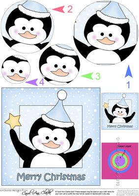 Christmas Penguin Circle Pyramage Topper