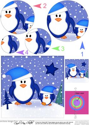 Xmas Penguin Felties Circle Pyramage Topper