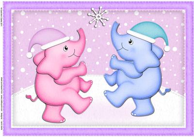 A4 Xmas Elephants Felties Card Topper