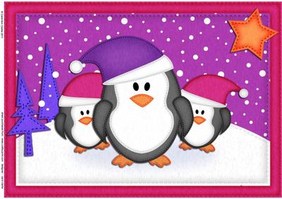 A4 Xmas Penguins Felties Card Topper