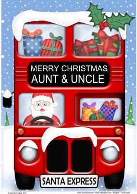 A4 Xmas Santa Express Aunt & Uncle Card Topper