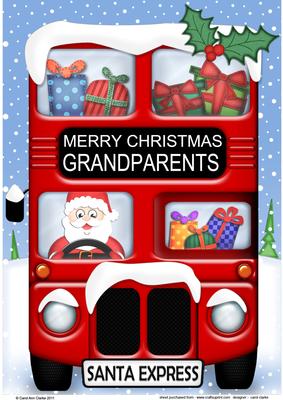 A4 Xmas Santa Express Grandparents Card Topper