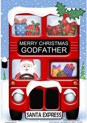 A4 Xmas Santa Express Godfather Card Topper