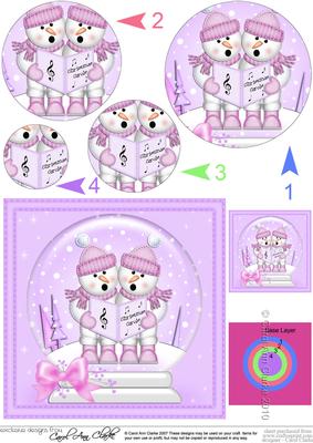 Xmas Singing Snowmen Snowglobe Circle Pyramage Topper
