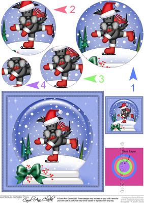 Xmas Skating Scottie Dog Snowglobe Circle Pyramage Topper