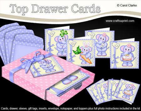 3D Top Drawer Lola Elephant Notelet Cards Bumper Kit