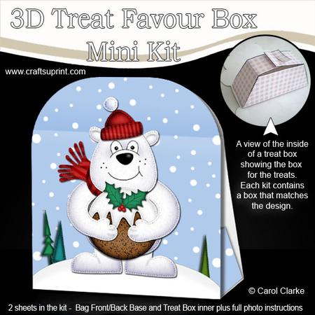 3D Xmas Polar Bear's Pudding Treat or Favour Box Mini Kit