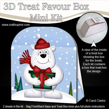 3D Xmas Polar Bear's Present Treat or Favour Box Mini Kit