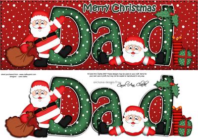 Large Dl Xmas Dad with Santa Quick Card 3D Decoupage