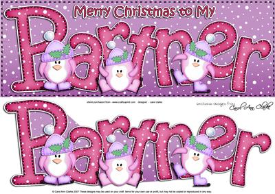 Large Dl Xmas Partner with Penguins Quick Card 3D Decoupage