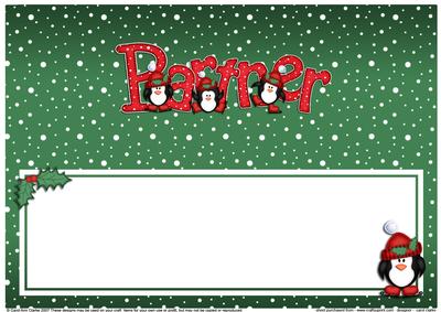 Xmas Partner with Penguins Matching Large Dl Insert