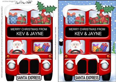 Xmas Santa Express Kev & Jayne A5 3D Decoupage