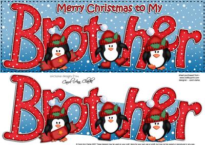 Large Dl Xmas Brother with Penguins Quick Card 3D Decoupage