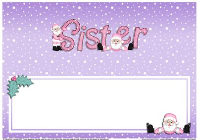Xmas Sister with Santa Matching Large Dl Insert