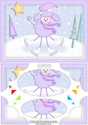 A5 Xmas Poodle Scallop Corners and Pyramage