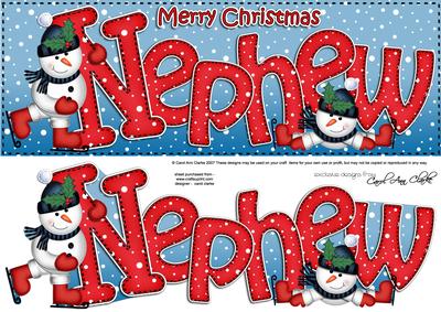 Large Dl Xmas Nephew with Snowmen Quick Card 3D Decoupage
