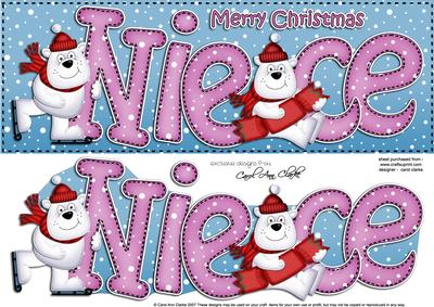 Large Dl Xmas Niece with Polar Bears 3D Decoupage