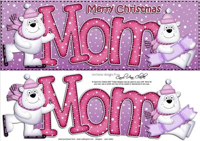 Large Dl Xmas Mom with Polar Bears Quick Card 3D Decoupage