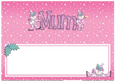 Xmas Mum with Snowmen Matching Large Dl Insert